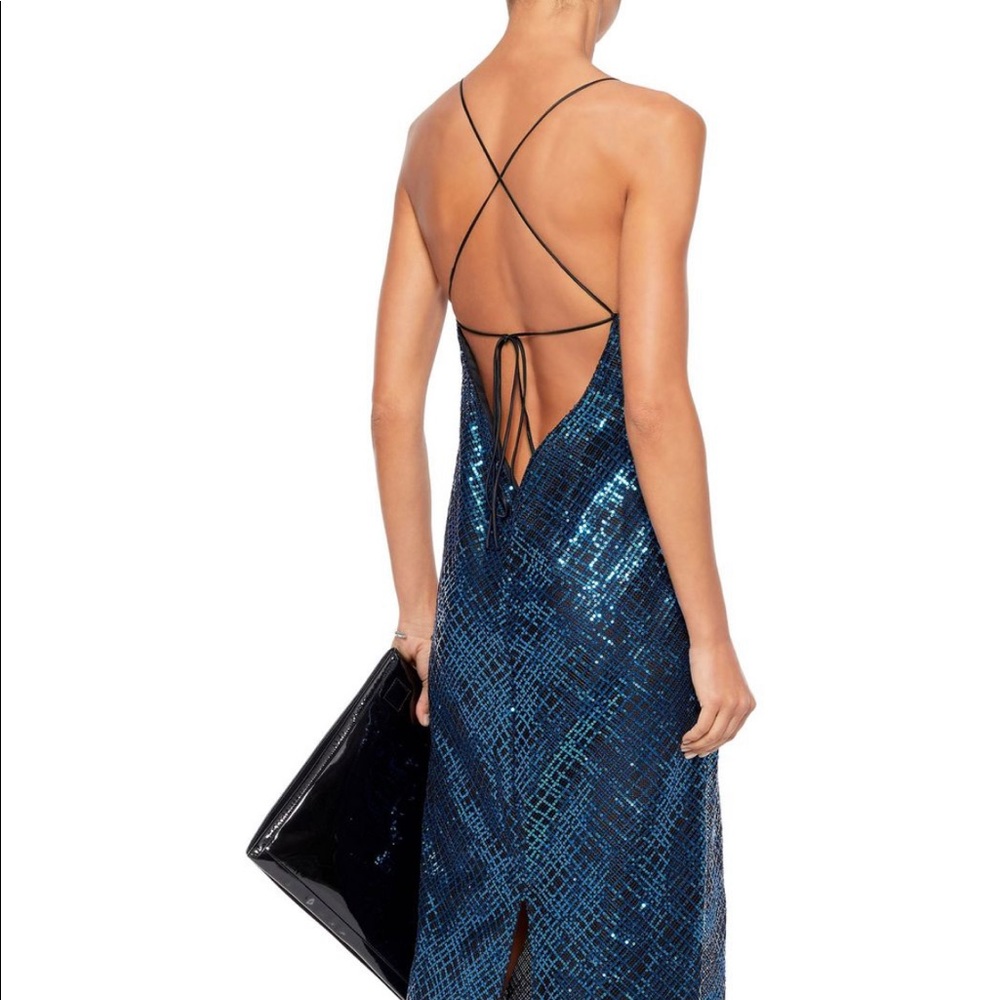Michelle Mason Open-Back Sequined Tulle Slip Dress - Picture 3 of 7